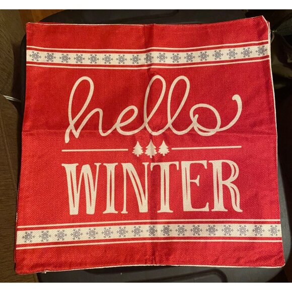 Set of 4 Christmas Farmhouse Throw Pillow Covers Zipper Joy Hello Winter Snow - Picture 3 of 6